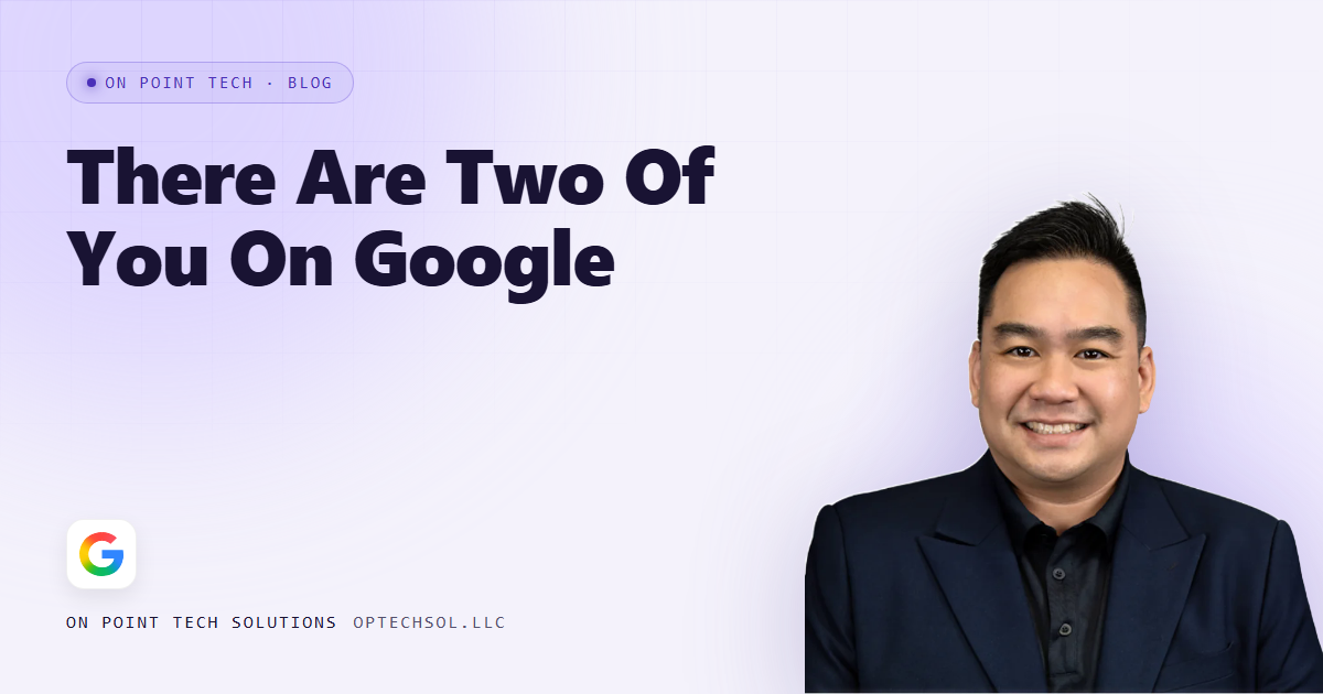 On Point Tech blog cover for a post about a duplicate Google Business Profile splitting a business's reviews