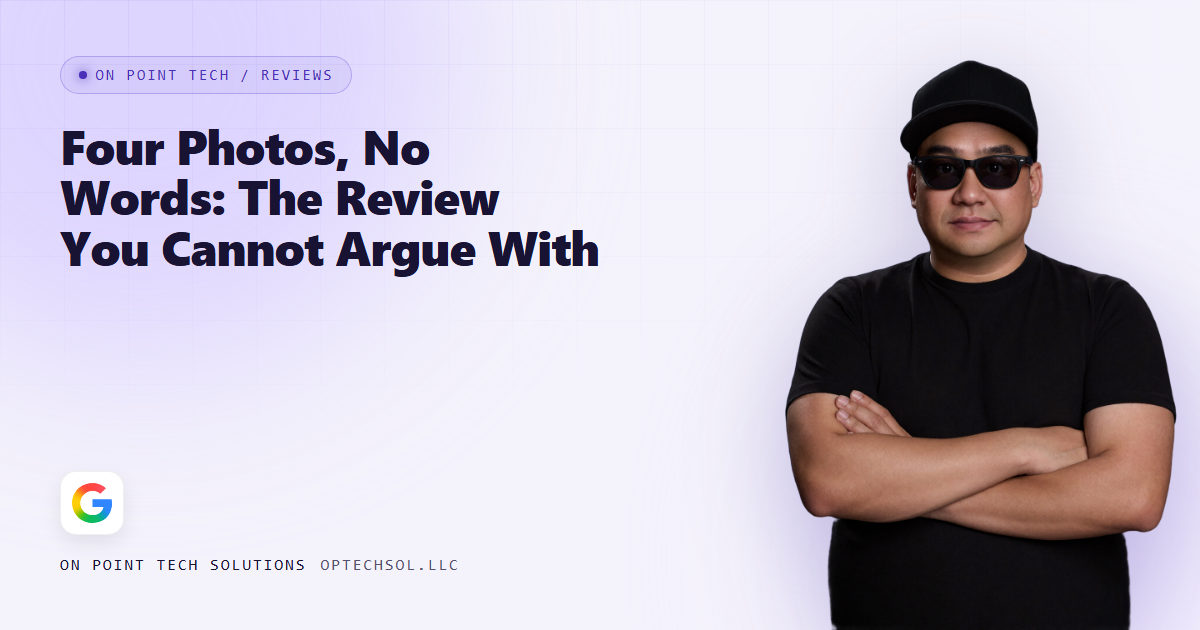 On Point Tech blog cover for a post about a photo only review that shows a job half finished