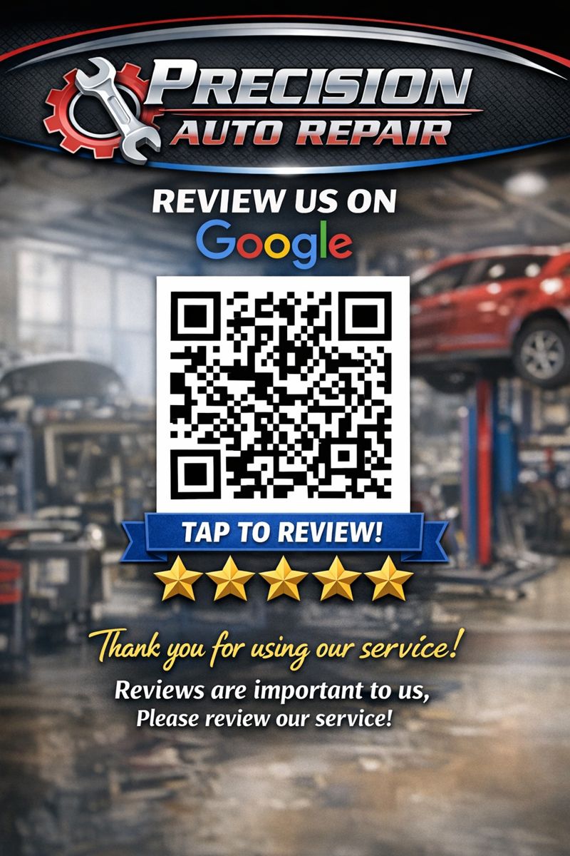 Sample NFC review card for an auto repair shop