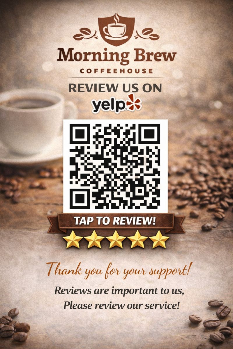 Sample NFC review card for a coffee shop
