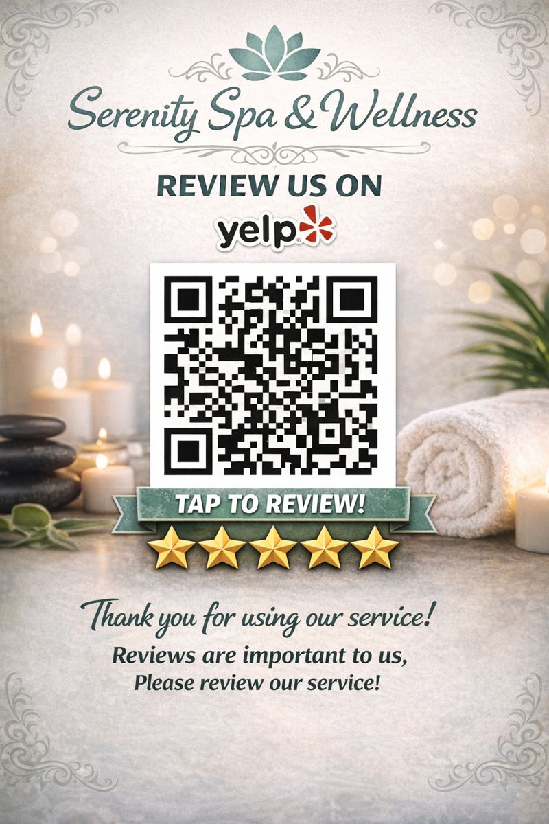 Sample NFC review card for a spa or salon